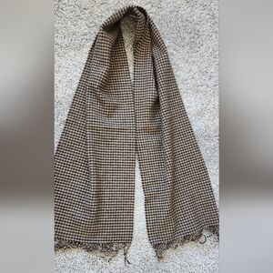 NWOT Brooks Brothers $178 100% Wool Checkered Scarf Brown Grey